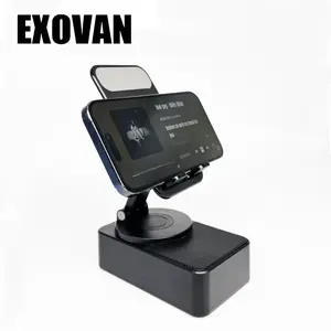 Wireless Audio Bluetooth Speaker 5in1 Phone Holder Emergency Rechargeable withColorful Ambient Light 300° Foldable for Tablet iPhone Android, Gifts for Men Women ，Black with LED Nightlight Wireless Induction Bluetooth Speaker Stand