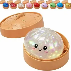 Glitter Dumpling Squishy Toy with Gift Box - Soft TPR Stress Relief Squeeze Ball, Sensory Fidget for Anxiety Relief, Fun Surprise for Kids
