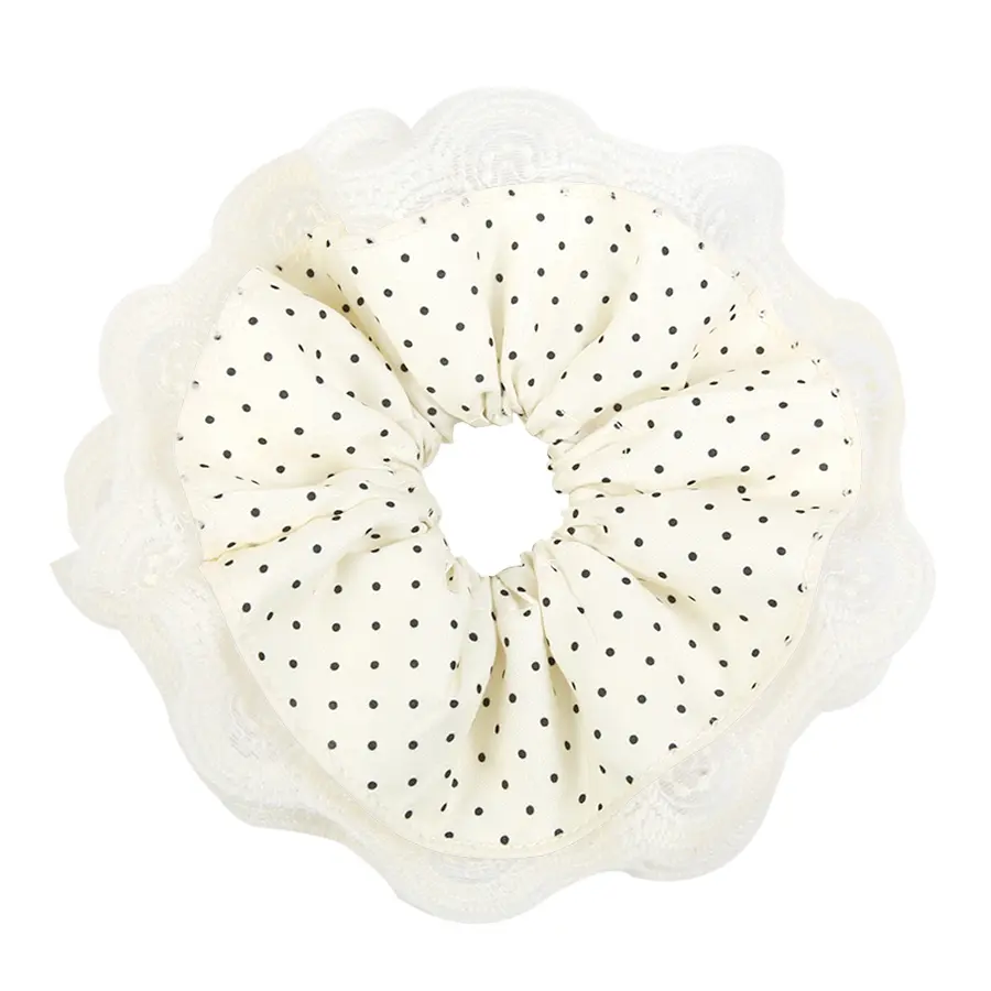 Scrunchies Oversized Polka Dot Lace Scrunchies for Women - Elegant, Face Slimming Hair Tie for Girls Hair Accessory Fashion Hair Accessories Stretchy Tie,  Romantic Gifts for Her