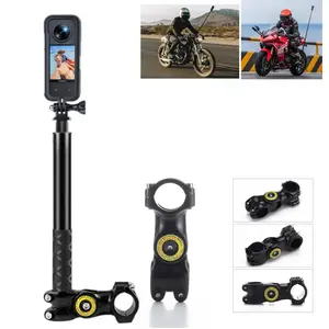 Motorcycle Bike Adjustment Handlebar Mount, Invisible Selfie Stick Bicycle Monopod for GoPro DJI Insta360 One R, Camera Accessory