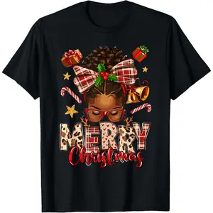African American Christmas African Black Women Mom Xmas T-Shirt