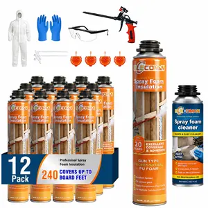 Closed Cell Spray Foam Insulation Kit ,20 board Spray Foam, High Density Polyurethane Expanding Foam Insulation,  Spray Foam for Walls and Attic,Easy DIY Wide Spray Foam Kit with Gun, Cleaner