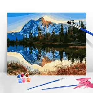 Scenery Mountain Sunset Painting By Numbers No Frame,With Tools For Adults On Canvas Home Bedroom Wall Artwork