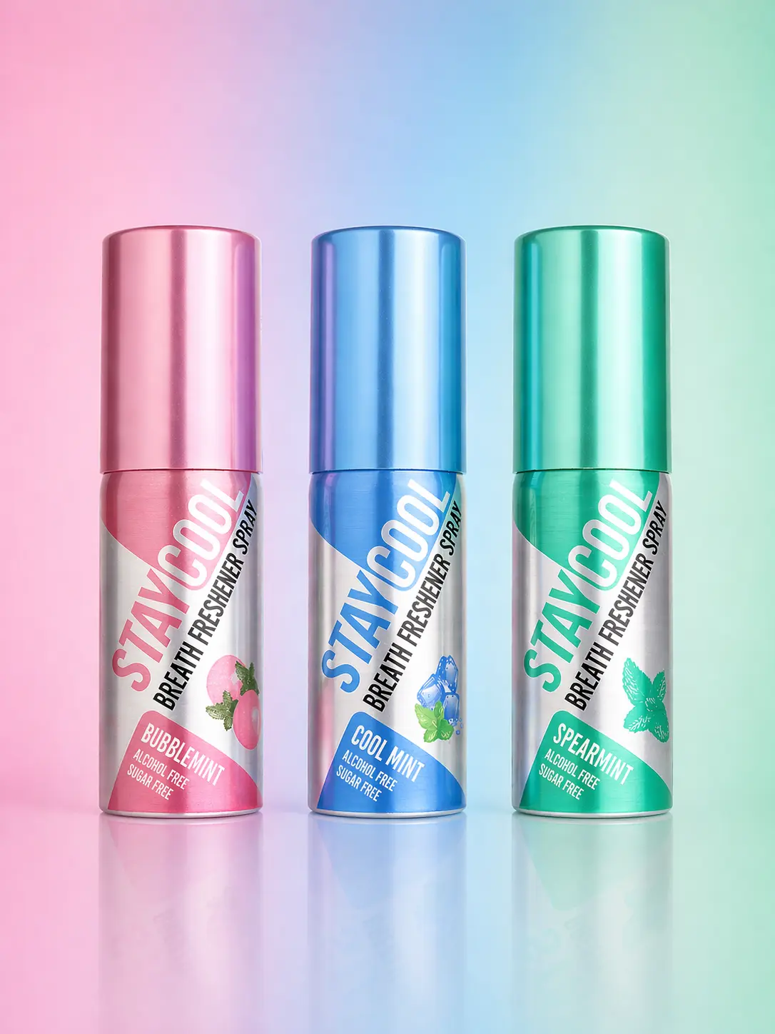 Mint Trio Breath Freshener Sprays - Bubblemint, Cool Mint, Spearmint, 3-Pack