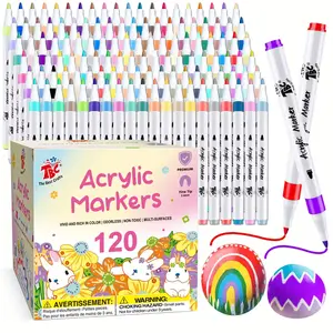TBC The Best Crafts 120-Color Acrylic Markers - Waterproof, Non-Toxic, Odorless Art Marker Pens, Acrylic Painting Pen, Art Supplies Kit - Office Stationery Writing & Correction Tool for Paper, Pottery, Back-to-School,summerwins
