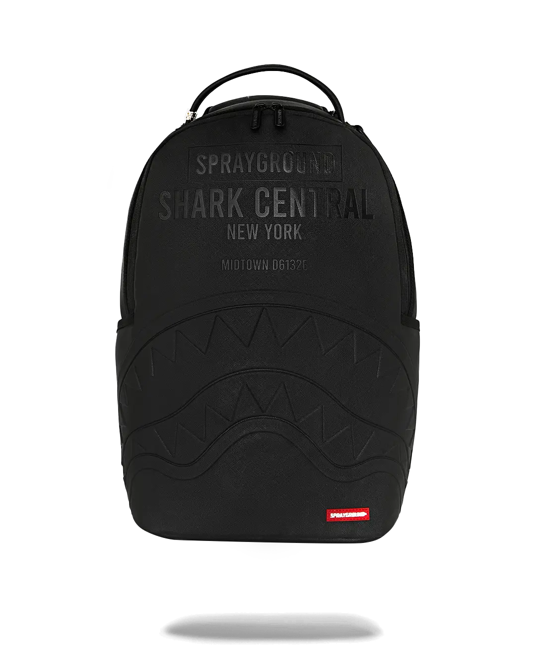 SPRAYGROUND SHARK CENTRAL EMBOSSED BLACK NYLON BACKPACK