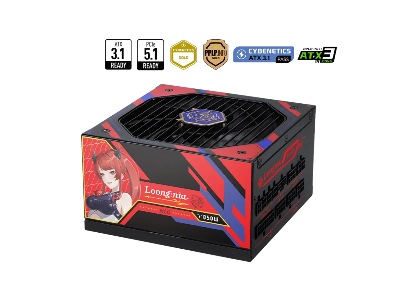 MSI A850GLS MLG EDITION, Fully Modular Compact Gaming 850W Power Supply, 80+ Gold, ATX 3.1 & PCIe 5.1 Ready, Native Dual-Color 12V-2x6 Cable, Low-Noise, Embossed Jacket Cables, 10 Year Warranty
