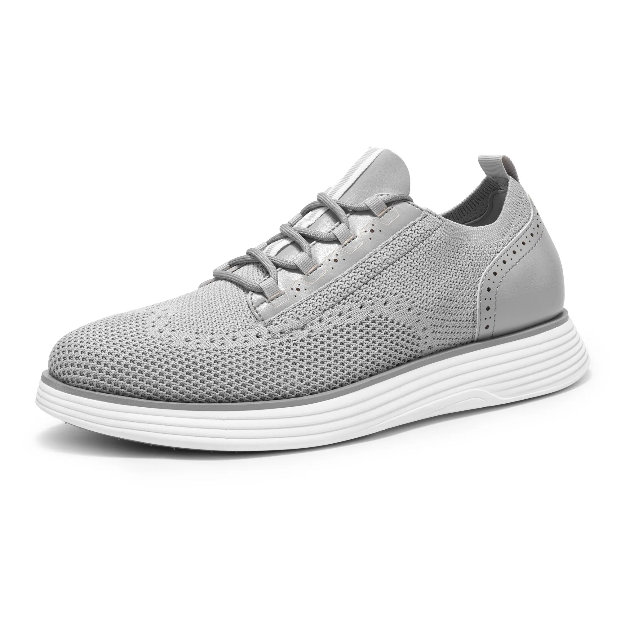 BRUNO MARC MaxFlex Suite Craft Men's Smart Casual Knit Oxford Sneakers - Laced, Round-Toe, Brogue Detail, MD Rubber Outsole, Fashion, Low-Cut, Masculine, Dressy Casual Trainers for Walking, Fashion Casual Trainers