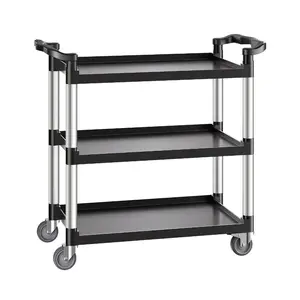 summervibes VEVOR Utility Cart, 500 lbs Load Capacity, 3-tier Utility Plastic Cart with 360 Swivel Wheels (2 with Brakes), 31.1x 19.3-inch Food Service Cart for Warehouse, Office, Home, Restaurant, Kitchen