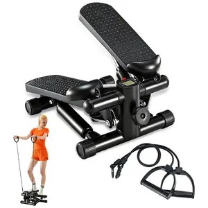 Steppers for Exercise at Home Workout Equipment, Mini Stepper Exercise Machine for Senior Citizens, Twist Stepper with Resistance Bands