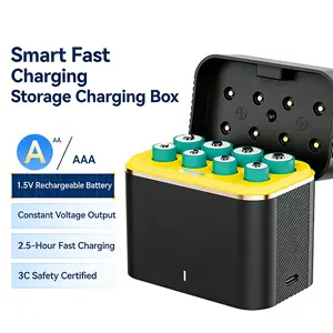 Compatible with AA Lithium Batteries 8 Packs with Fast Charger, Rechargeable 1.5V Long-lasting Large Capacity 3600mWh AA Battery Pack Smart Charging Dock with LED Indicator Light