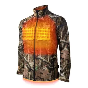 Sahara Men's Soft Heated Hunting Shell Jacket - Mossy Oak Camo, Long Sleeve Coats with DNA Feature, Menswear Top
