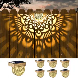 6 Pack Solar Fence Lights Outdoor Wall Lights Plastic Solar  Deck Step Stair Lights Moon Theme  Fence Solar Light for Garden  Patio Backyard Yard Decor (, 6 Pack)