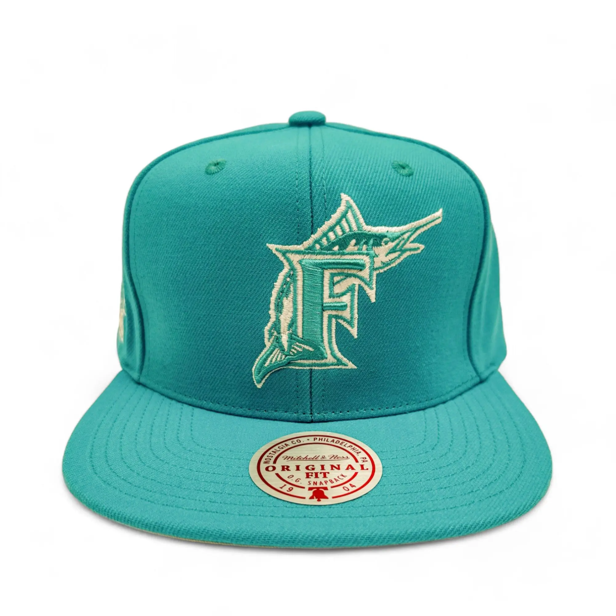 MENS MITCHELL & NESS MLB BACK TO BASICS SNAPBACK COOP MARLINS - TEAL