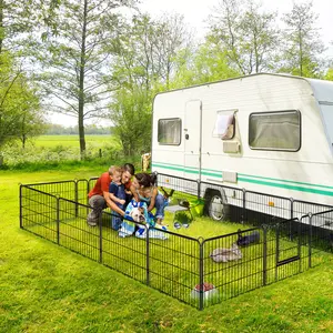Pet Republic 8/16 Panels DIY Dog Playpen for Yard, RV Camping, 24/32/40-in Height Foldable Puppy Metal Exercise Barrier Fence, Portable, Escape Proof Kennel, Metal Frame
