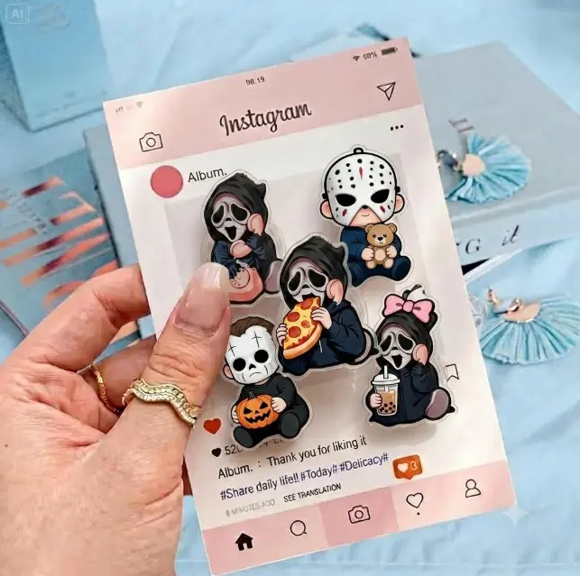 Cute Horror Character Phone Grip Stand Kawaii Spooky Magnetic Phone Holder Cartoon Ghost Phone Grip for iPhone & Android