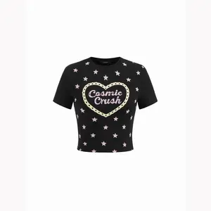 Cider Cotton-blend Cosmic Crush & Star Graphic Crop Tee SwimWeek