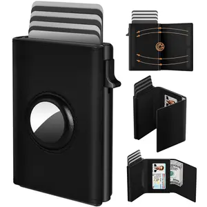 Pop-up Wallet Card Holder for Men: Leather, RFID Blocking, Slim, Carbon Fiber, Minimalist - 6-9 Card Capacity | ID Window | Cash Slot, Mens Gift