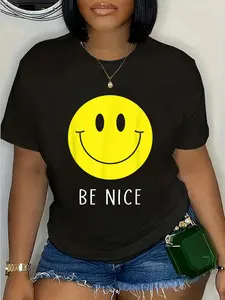 100% Cotton Be Nice Cute Yellow Smile Face Shirt Smiling Face Happiness T-Shirt