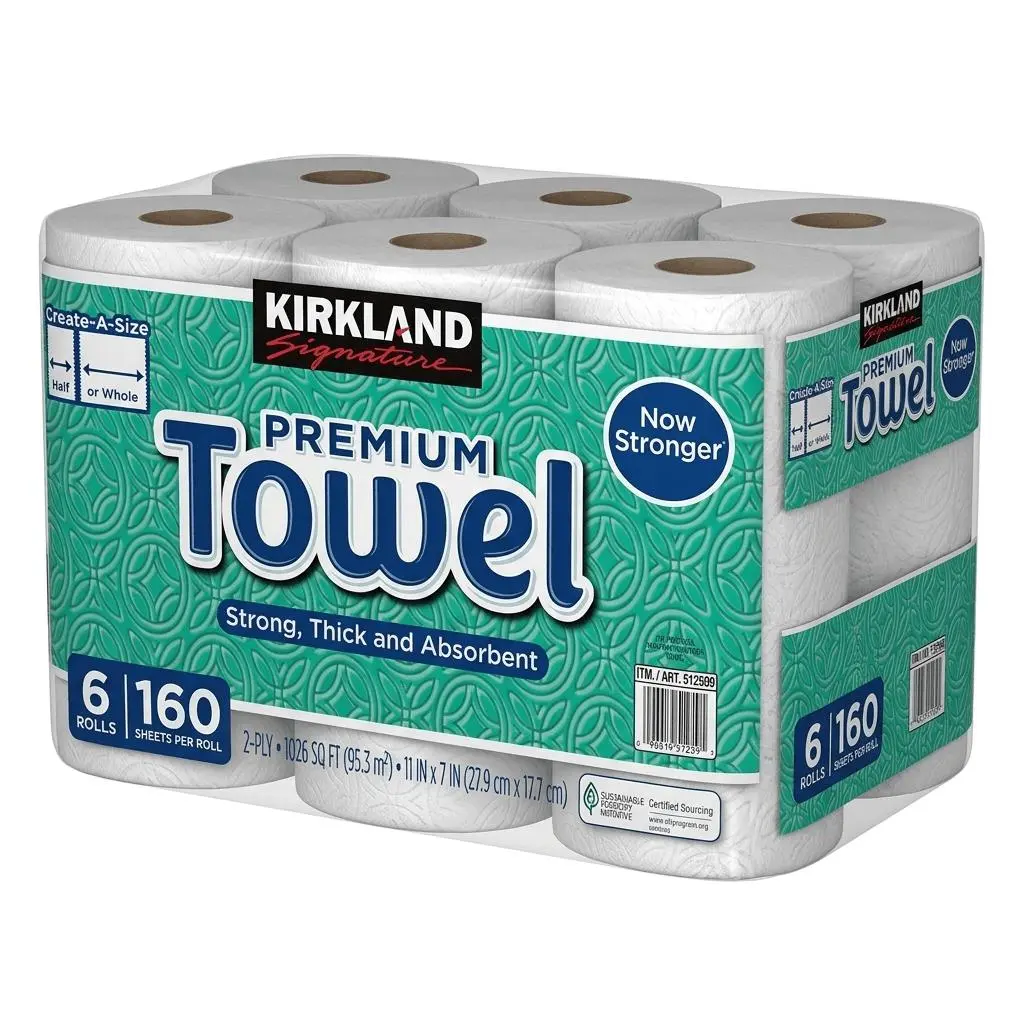 Kirkland Signature Premium Big Roll Paper Towels 6/12-rolls, 160 Sheets Per Roll Cleaning Kitchen Pack Wipes