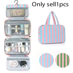 Rainbow striped hanging toiletry bag, 4-layer transparent compartment travel cosmetics storage bag, wet and dry separation design. Suitable for daily use, great as a gift, cosmetic bag for travel, Travel Cosmetic Bags