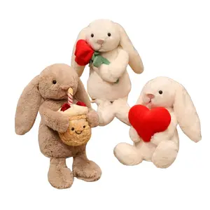 31cm Valentine's Day Bonnie Rabbit Plush Toy Holding Heart Rose Cake, Soft and Comfortable Plush, Soft Cuddly Gift, Kawaii Stuffed Animals, Perfect Gift for Girlfriend, Easter or Proposal