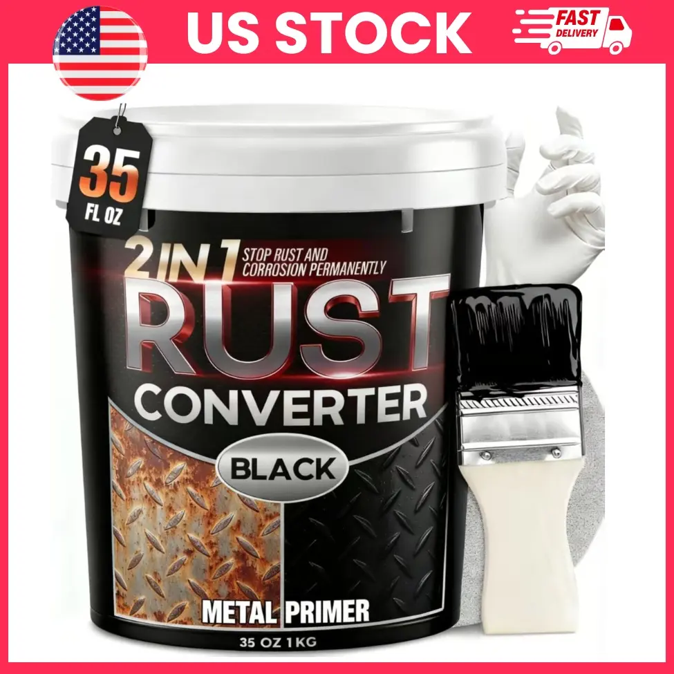 Ultra 2 in 1 Rust Converter Paint Metal Primer Matte Black 35 oz Rust Reformer Coating for Frames Chassis Trucks Trailers Heavy Duty Rust Inhibitor Direct to Rust No Sanding No Topcoat Needed Heat Stable Automotive Marine Industrial Metal Protection Paint