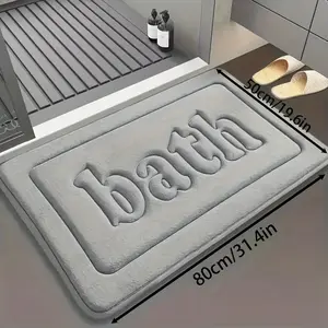 1pc Soft Touch Memory Foam Bath Mat, Rectangular Polyester Carpet with PVC Rubber Bottom Lining, Non Slip, Stain Resistant, Absorbent, Foot Massage, Geometric-pattern, Low Pile, Machine Made, 1.2cm Thickness Fleece Rug