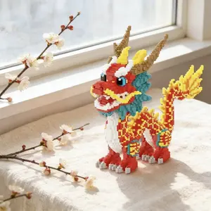 Creative Chinese Style Dragon Building Blocks, 10248pcs/set Great Wall Dragon Family Decorative Block Model, Large Educational Gift for Kids