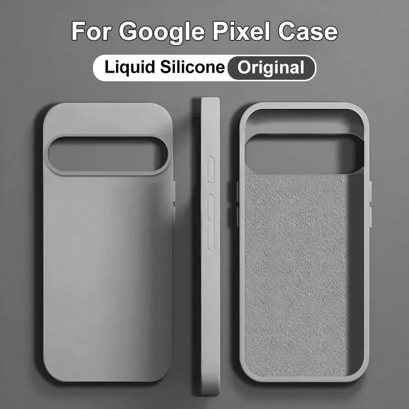 Original For Google Pixel 9 Pro XL Liquid Silicone Case For Google 8 7 6 Pro 7A 6A Shockproof Phone Cases Bumper Soft Back Cover