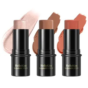 Long Lasting & Blush & Contour Stick (3 Counts/set), Waterproof Face Highlighter Blush, Highlighter Makeup, Bronzed Duo Bronzer, Bronzer Contouring Pen for Girls and Women