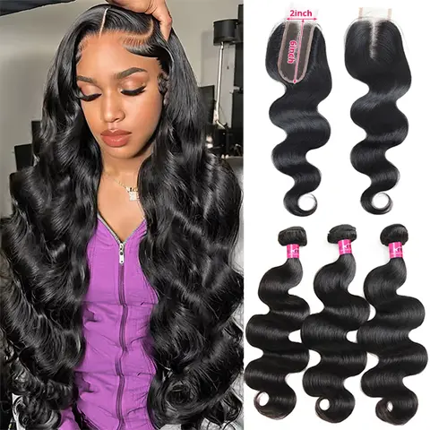2x6 4x4 Inch Lace Closure With Bundles Body Wave Bundles With Closure Free Part With Baby Hair Quick Weave Extensions Human Hair Bundles With Closure