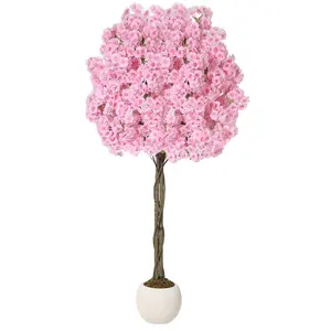 Garvee 6Ft Artificial Cherry Blossom Tree with Pink Silk Blossoms and Natural Trunk, Realistic Flowering Tree in Decorative Planter for Home, Office, Indoor and Outdoor Decor
