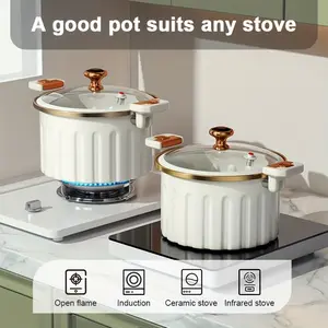 Enamel Double Handle Stockpot Large Capacity Non Stick Multi Function Cooking Pot for Family Gatherings Labor Day Christmas Parties