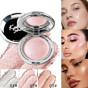 Mashed Potato Highlighter Disc - Diamond Pearlescent Glow, No Fallout & Long-Lasting & Creamy Rose Gold Shimmer for Face & Eyes & Portable Round Compact, Enhances Contours！