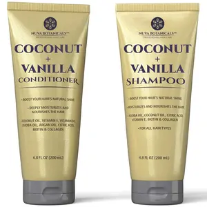 Coconut Shampoo and Conditioner, Vanilla Shampoo and Conditioner with Biotin and Collagen- Moisturizing Shampoo and Conditioner Set with Jojoba Oil, Argan Oil and Vitamin E(6.8oz each)