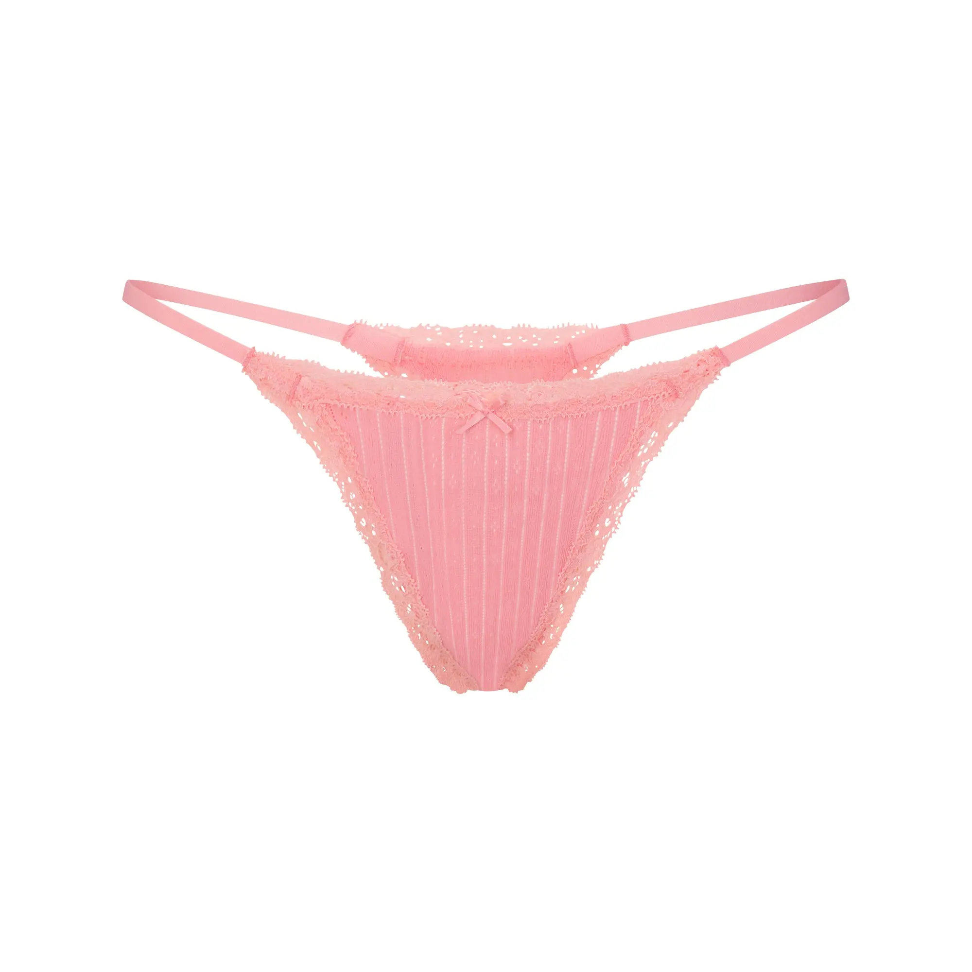 SKIMS LIGHTWEIGHT COTTON POINTELLE LACE STRING THONG