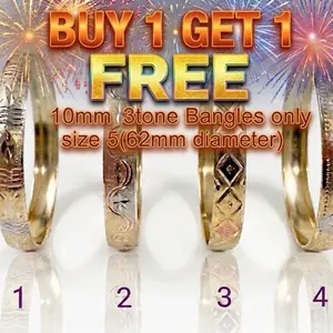 Women's Exquisite Bracelet - Trendy BUY 1 Get 1 FREE 3-Tone Stack Bangle ,size 5 (62mm Diameter), 10mm Wide Female Costume Jewelry Bracelets Accessory