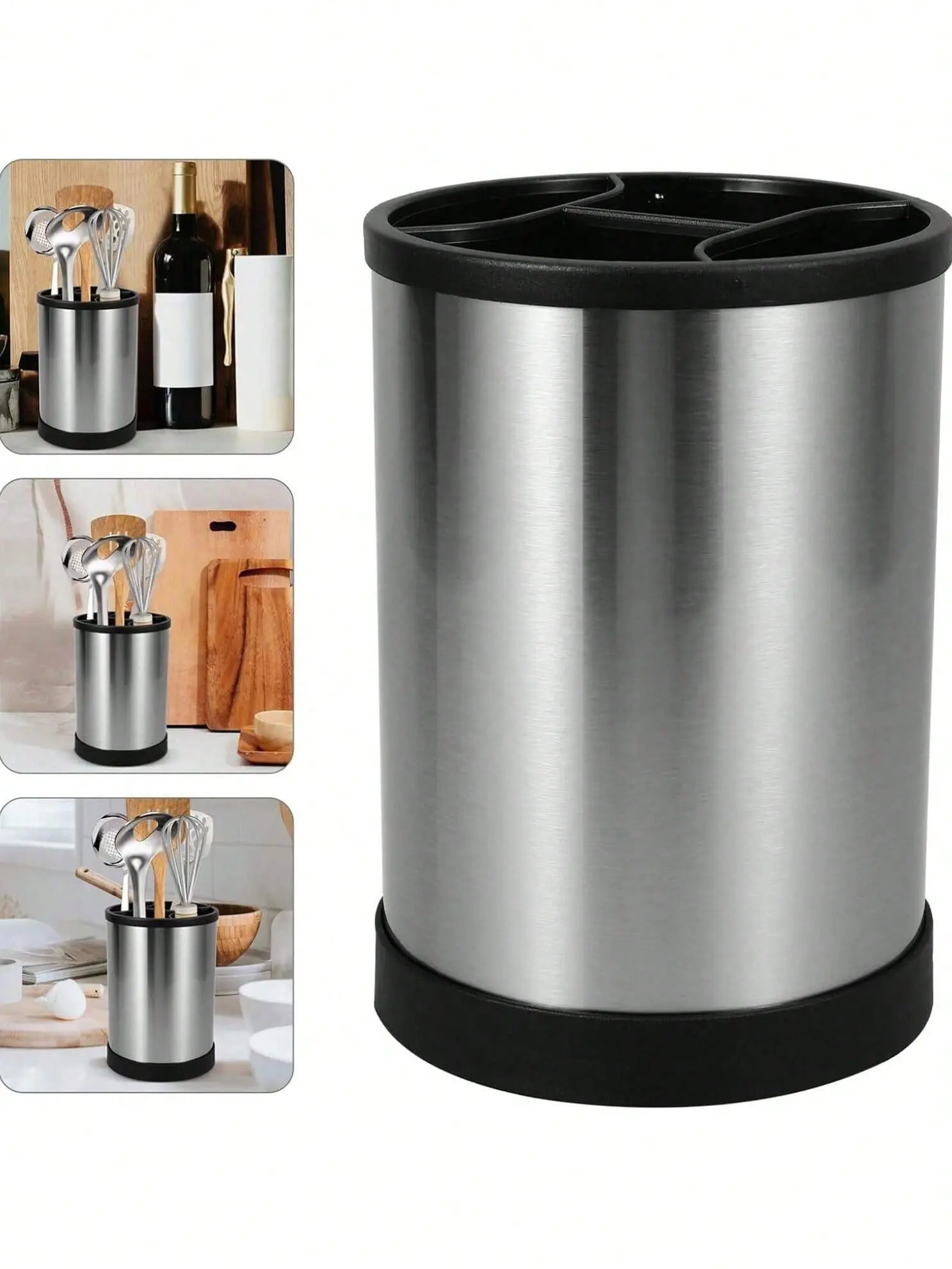 Stainless Steel 360-Degree Rotatable Utensil Holder - Durable Kitchenware, Scratch-Resistant Countertop Organizer, Keeps Utensils Accessible for Cooking Spoons, Tidy Counter-Top Storage