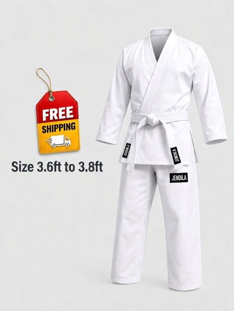 Traditional Martial Arts Uniform with Jacket, Pants & White Belt Lightweight Karate Gi Set for Kids & Adults (Size 000)