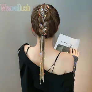 Braided hair colored rope dirty dreadlocks headrope braided hair artifact 2026 flash diamond chain ponytail embellishment headdress