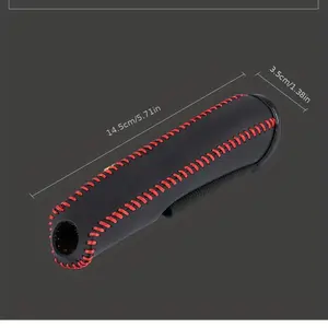 Car Handbrake Cover - Anti-Slip Faux Leather Gear Shift Knob Protector with Red Stitching, Durable & Comfortable Grip for All Seasons, Fit for Most Vehicles, Vehicle Interior Upgrade, Sleek Car Accessory, Wearresistant Material