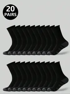 Men's Socks 5/10/20 Pairs, Outdoor Sports Mid-Calf Socks, Daily Fitness Casual Running Socks, All Seasons Wear