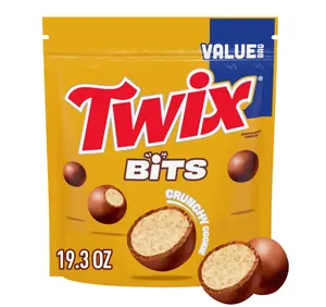 Twix Bits Crunchy Cookie Chocolate Candy, Value Size 19.3 oz, Snack Biscuit Treat with Milk Chocolate Coating & Poppable Caramel Center