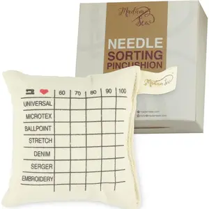 Needle Sorting Pin Cushion - Sewing Pin Holder Organizes Sewing Machine Needles for Fast Easy Identification, Sorts 5 Sizes and 7 Types of Quilting and Embroidery Needles