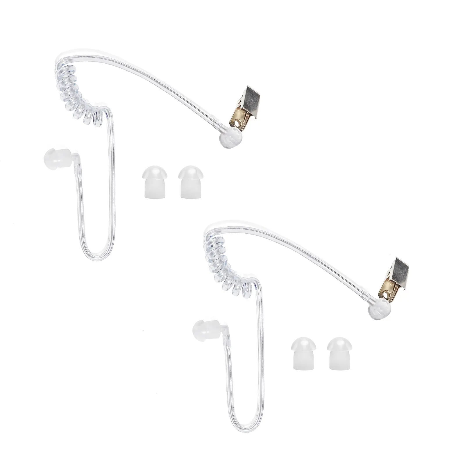 Compatible with Motorola, Baofeng, Kenwood, Retevis, Midland, Icom and Other 2-Way Radios Acoustic Coil Tube Replacement Kit with 4 Replaceable Mushroom Earbuds for Walkie Talkie Earpiece, Headset Tubes for Security, Police, Law Enforcement Use (2 pcs)