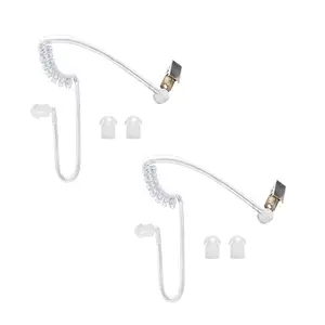 Compatible with Motorola, Baofeng, Kenwood, Retevis, Midland, Icom and Other 2-Way Radios Acoustic Coil Tube Replacement Kit with 4 Replaceable Mushroom Earbuds for Walkie Talkie Earpiece, Headset Tubes for Security, Police, Law Enforcement Use (2 pcs)