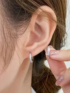 [Hoop Earrings ] Copper Earrings | 1 Pair Hoop Earrings | CZ, Nickel Free Plating | Daily Wear, for Christmas Gift | Simple Elegant Unisex