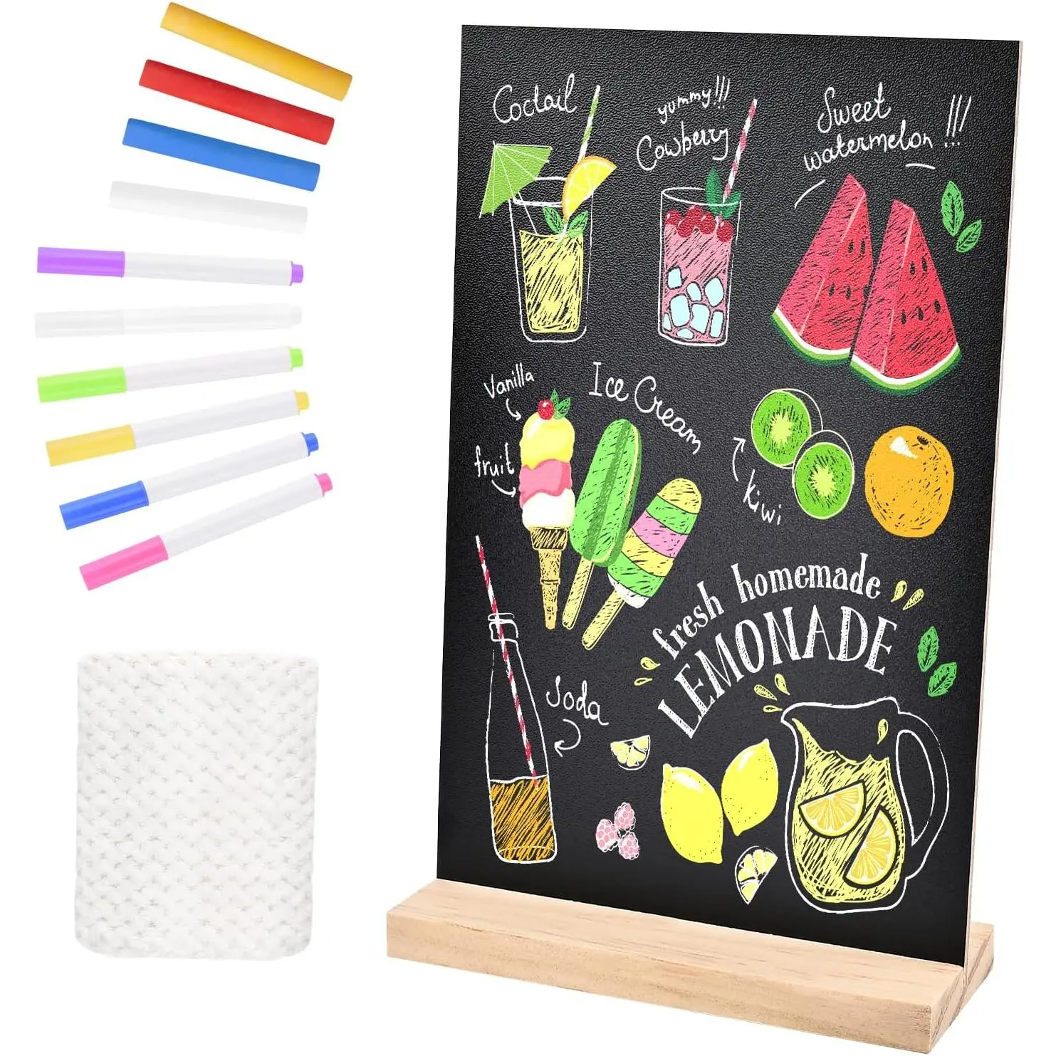 1 Pack 8.1x12 in Chalkboard Signs with Stand for Tables Small Chalk Board Signs Tabletop Message Board Sign with  Base for  Decorations Coffee Shop Restaurant Kitchen Wedding Party