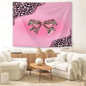 Home Decoration Leopard Print Bow Pattern Tapestry, Fashionable Room Flag, Unique Wall Art In Living Room And Bedroom, Suitable As a Gift For Teenagers And Adults